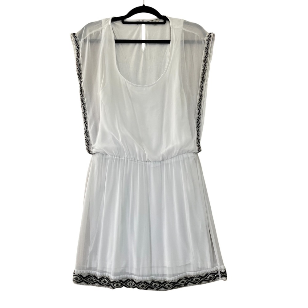 Guess White Mini Dress with Black Beaded Accents